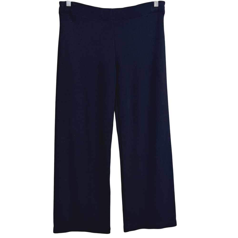 Eileen Fisher Knit Wide Leg Cropped Pants Womens XS Black Pull-On Minimalist